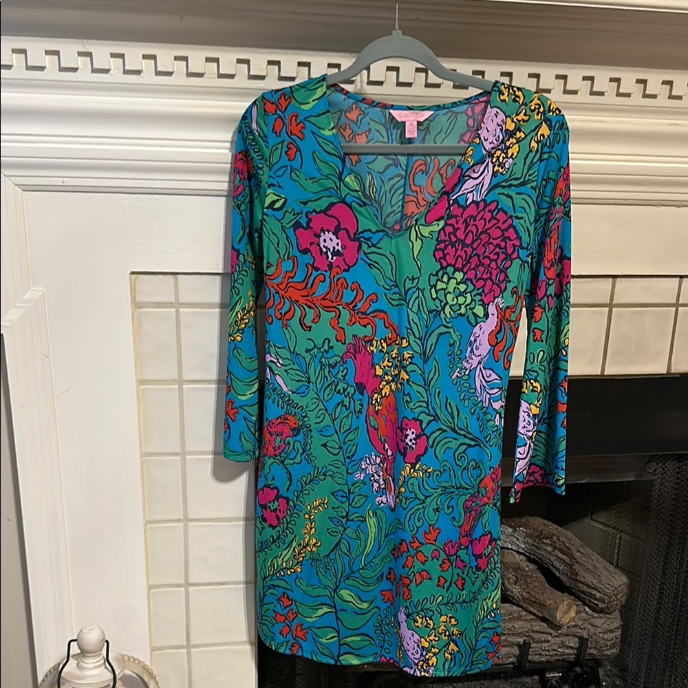 Lilly Pulitzer Vibrant Floral Mini Dress - Blue, Green, Pink